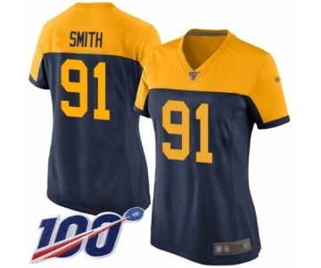 Women's Green Bay Packers #91 Preston Smith Limited Navy Blue Alternate 100th Season Football Jersey