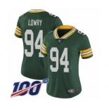 Women's Green Bay Packers #94 Dean Lowry Green Team Color Vapor Untouchable Limited Player 100th Season Football Jersey