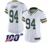 Women's Green Bay Packers #94 Dean Lowry White Vapor Untouchable Limited Player 100th Season Football Jersey