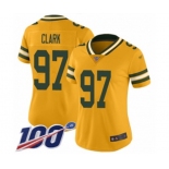 Women's Green Bay Packers #97 Kenny Clark Limited Gold Inverted Legend 100th Season Football Jersey