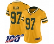 Women's Green Bay Packers #97 Kenny Clark Limited Gold Inverted Legend 100th Season Football Jersey