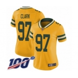 Women's Green Bay Packers #97 Kenny Clark Limited Gold Rush Vapor Untouchable 100th Season Football Jersey