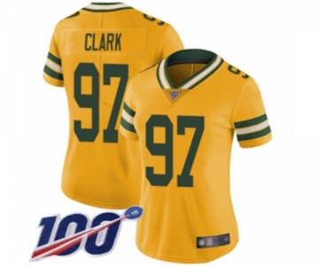 Women's Green Bay Packers #97 Kenny Clark Limited Gold Rush Vapor Untouchable 100th Season Football Jersey