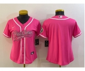 Women's Green Bay Packers Blank Pink With Patch Cool Base Stitched Baseball Jersey