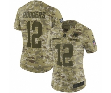 Women's Nike Green Bay Packers #12 Aaron Rodgers Limited Camo 2018 Salute to Service NFL Jersey