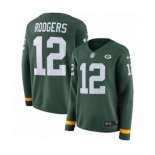 Women's Nike Green Bay Packers #12 Aaron Rodgers Limited Green Therma Long Sleeve NFL Jersey