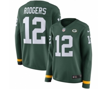 Women's Nike Green Bay Packers #12 Aaron Rodgers Limited Green Therma Long Sleeve NFL Jersey