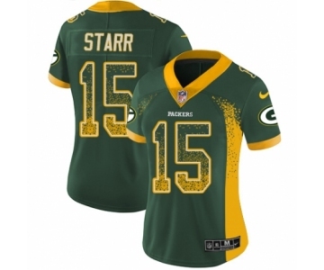 Women's Nike Green Bay Packers #15 Bart Starr Limited Green Rush Drift Fashion NFL Jersey