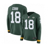 Women's Nike Green Bay Packers #18 Randall Cobb Limited Green Therma Long Sleeve NFL Jersey