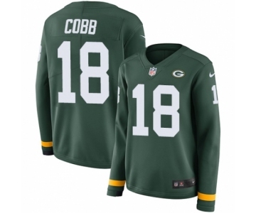 Women's Nike Green Bay Packers #18 Randall Cobb Limited Green Therma Long Sleeve NFL Jersey