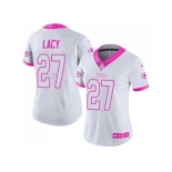 Women's Nike Green Bay Packers #27 Eddie Lacy White Pink Stitched NFL Limited Rush Fashion Jersey