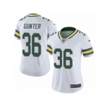 Women's Nike Green Bay Packers #36 LaDarius Gunter Limited White Rush NFL Jersey