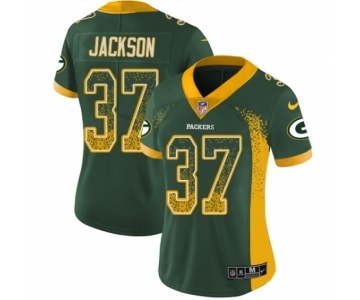 Women's Nike Green Bay Packers #37 Josh Jackson Limited Green Rush Drift Fashion NFL Jersey