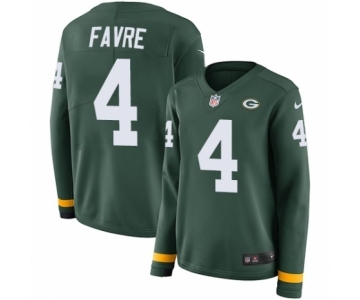 Women's Nike Green Bay Packers #4 Brett Favre Limited Green Therma Long Sleeve NFL Jersey