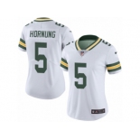 Women's Nike Green Bay Packers #5 Paul Hornung Limited White Rush NFL Jersey