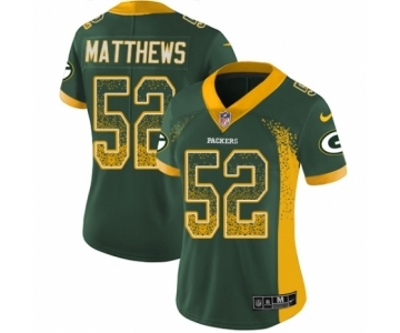 Women's Nike Green Bay Packers #52 Clay Matthews Limited Green Rush Drift Fashion NFL Jersey