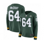 Women's Nike Green Bay Packers #64 Justin McCray Limited Green Therma Long Sleeve NFL Jersey