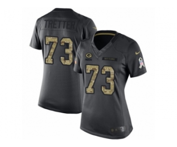 Women's Nike Green Bay Packers #73 JC Tretter Limited Black 2016 Salute to Service NFL Jersey