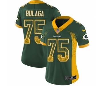 Women's Nike Green Bay Packers #75 Bryan Bulaga Limited Green Rush Drift Fashion NFL Jersey