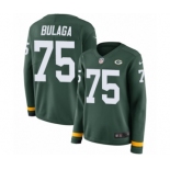 Women's Nike Green Bay Packers #75 Bryan Bulaga Limited Green Therma Long Sleeve NFL Jersey