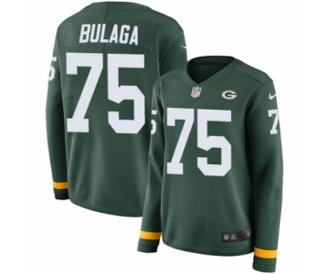 Women's Nike Green Bay Packers #75 Bryan Bulaga Limited Green Therma Long Sleeve NFL Jersey