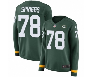 Women's Nike Green Bay Packers #78 Jason Spriggs Limited Green Therma Long Sleeve NFL Jersey