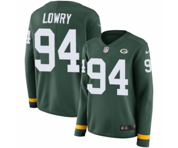 Women's Nike Green Bay Packers #94 Dean Lowry Limited Green Therma Long Sleeve NFL Jersey