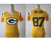 nike women nfl green bay packers #87 nelson field flirt fashion yellow[nike 2012]