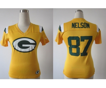 nike women nfl green bay packers #87 nelson field flirt fashion yellow[nike 2012]