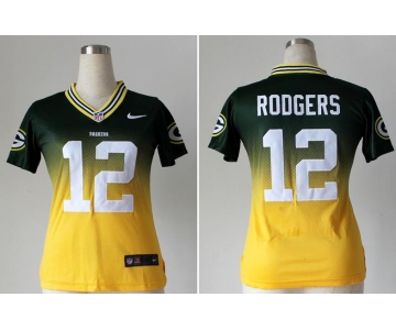 nike women nfl jerseys green bay packers #12 aaron rodgers green-yellow[Elite drift fashion][second version]