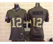 nike women nfl jerseys green bay packers #12 rodgers army green[nike Limited Salute To Service]