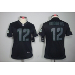 nike women nfl jerseys green bay packers #12 rodgers black[nike impact limited]