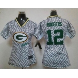 nike women nfl jerseys green bay packers #12 rodgers [fem fan zebra]