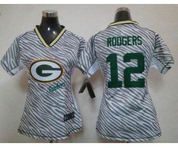 nike women nfl jerseys green bay packers #12 rodgers [fem fan zebra]