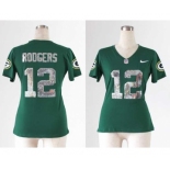 nike women nfl jerseys green bay packers #12 rodgers green[刺绣亮片]