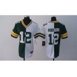 nike women nfl jerseys green bay packers #12 rodgers white-green[nike split]