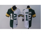 nike women nfl jerseys green bay packers #12 rodgers white-green[nike split]