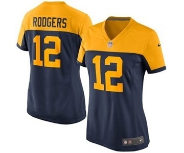 nike women nfl jerseys green bay packers #12 rodgers yellow-blue[nike]