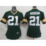 nike women nfl jerseys green bay packers #21 woodson green[nike]