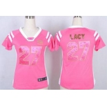 nike women nfl jerseys green bay packers #27 eddie lacy pink[fashion Rhinestone sequins]