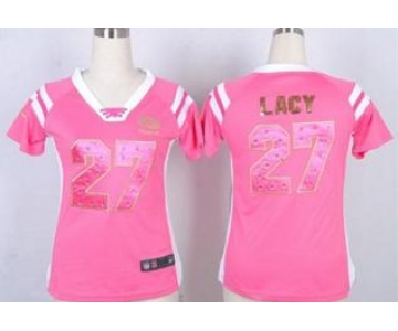 nike women nfl jerseys green bay packers #27 eddie lacy pink[fashion Rhinestone sequins]