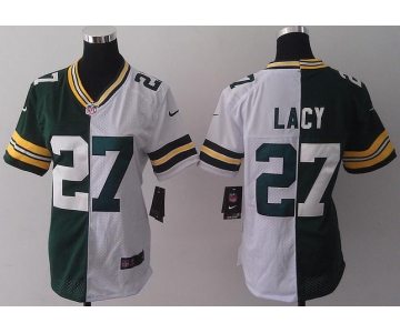 nike women nfl jerseys green bay packers #27 lacy white-green[nike split]