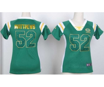 nike women nfl jerseys green bay packers #52 clay matthews green[fashion Rhinestone sequins]