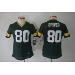 nike women nfl jerseys green bay packers #80 driver green[nike limited]