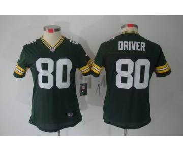 nike women nfl jerseys green bay packers #80 driver green[nike limited]