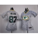 nike women nfl jerseys green bay packers #87 nelson [fem fan zebra]