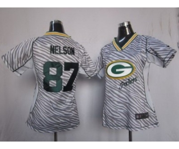 nike women nfl jerseys green bay packers #87 nelson [fem fan zebra]