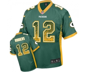 Youth Green Bay Packers #12 Aaron Rodgers Elite Green Drift Fashion Football Jersey