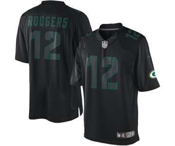 Youth Green Bay Packers #12 Aaron Rodgers Limited Black Impact Football Jersey