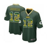 Youth Green Bay Packers #12 Aaron Rodgers Limited Green Strobe Football Jersey